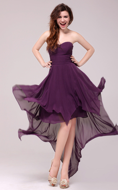 A-Lijn/Prinses Sweetheart A-Symmetrisch Chiffon Avondjurken met Geen (017013987)
