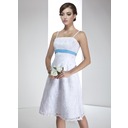 Empire Knee-Length Satin Lace Wedding Dress With Sashes Beadwork (002000020)