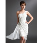 Gaine Une epaule Assymetrique mousseline de soie Robe de Cocktail avec Ondulé Brodé (016024431)